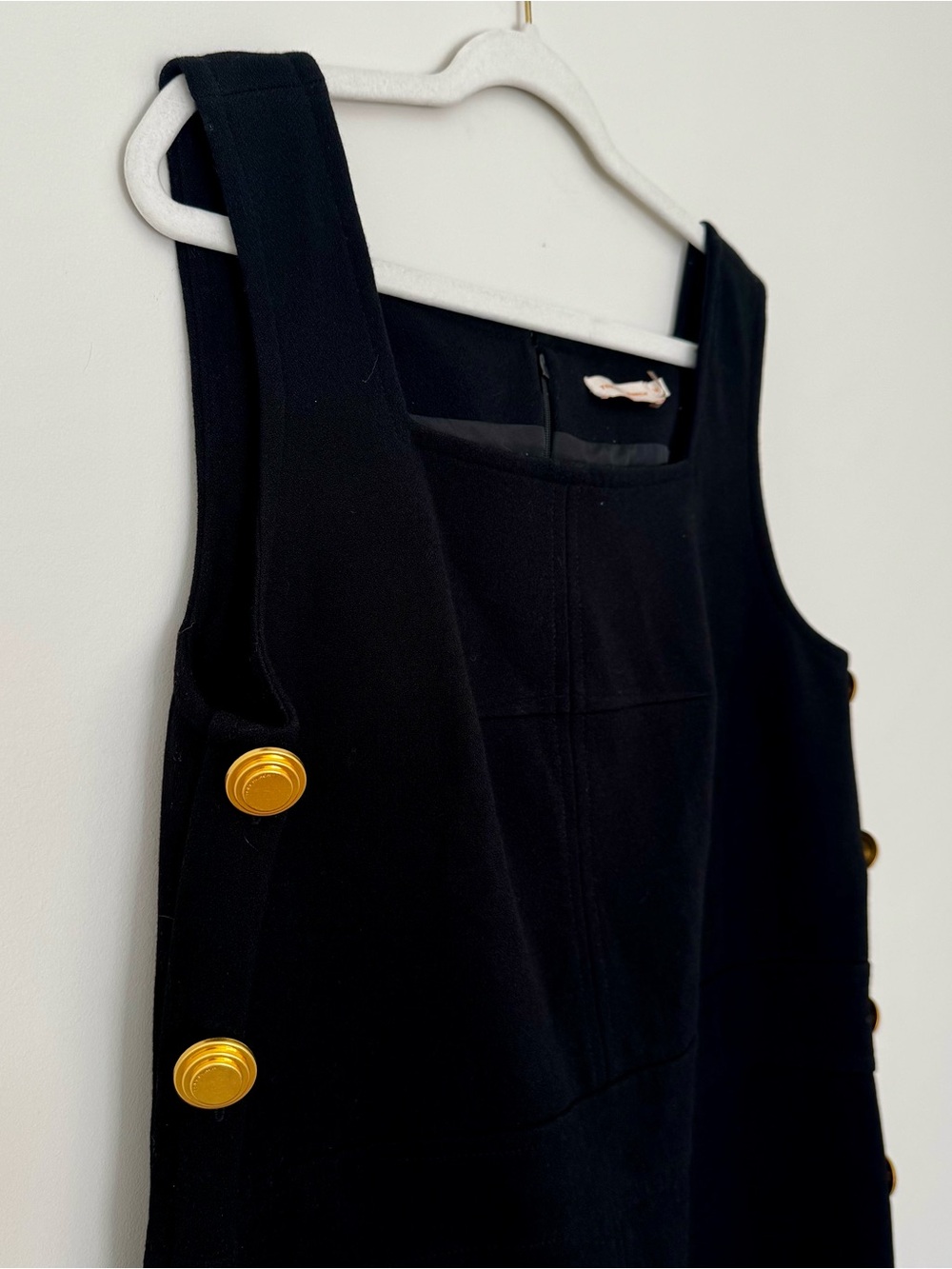 Tory Burch Millie Sleeveless Mini Shift Dress w/ Gold Buttons, Black – Size 14 - Picture 3 of 8
